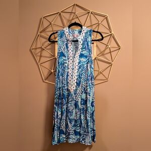 Lilly Pulitzer Jane Dress In Blue Resort White Canopy Chaos - Size 6